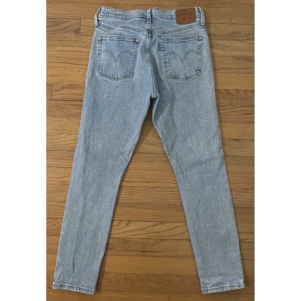 Levi's Premium 501 S Big E Skinny Light Blue Stretch Denim Jeans Women 28x28